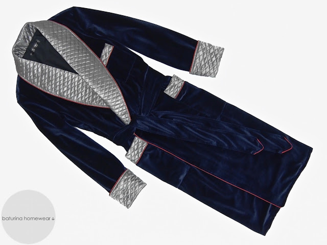 Velvet mens robe quilted silk dressing gown smoking jacket