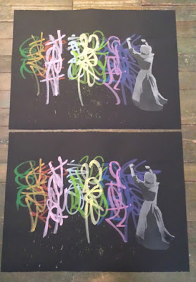Armando Chainsawhands Wet Tags Spray Paint Stencil Originals On Paper