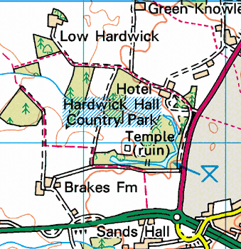 Map of the Hardwick Hall Country Park area