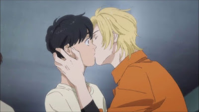 Ash Lynx and Eiji Okumura kiss, Banana Fish, Boys' Love