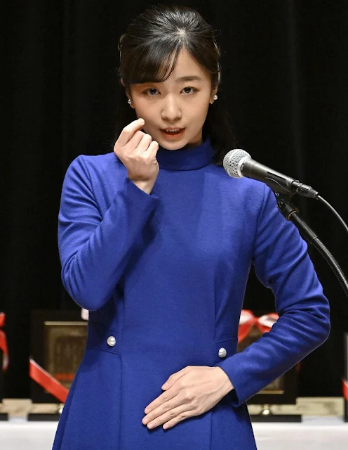 Princess Kako wore a royal blue midi dress by Prada, and gold and pearl earrings. Noto Peninsula Earthquake