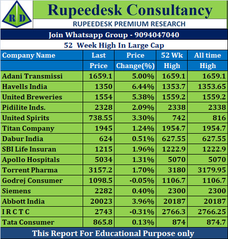 52  Week High In Large Cap