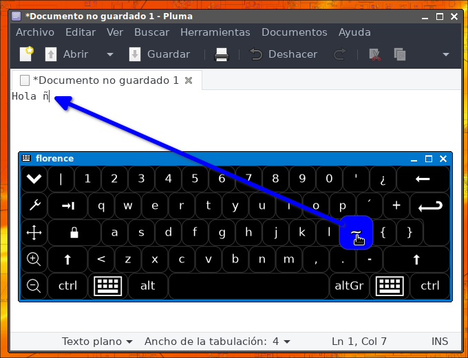 Teclado Virtual Florence si tiene ñ