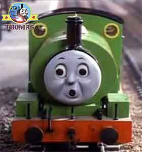 Percy engine looked along the main track line peep-peep Percy the train scared whistled in horror