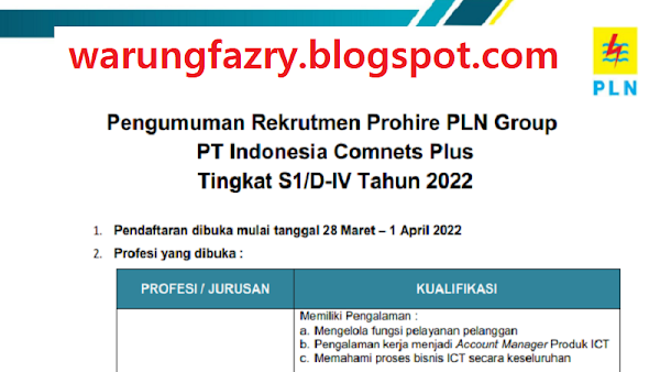 Rekrutmen PLN Lulusan S1/D-IV Prohire PLN Group 2022