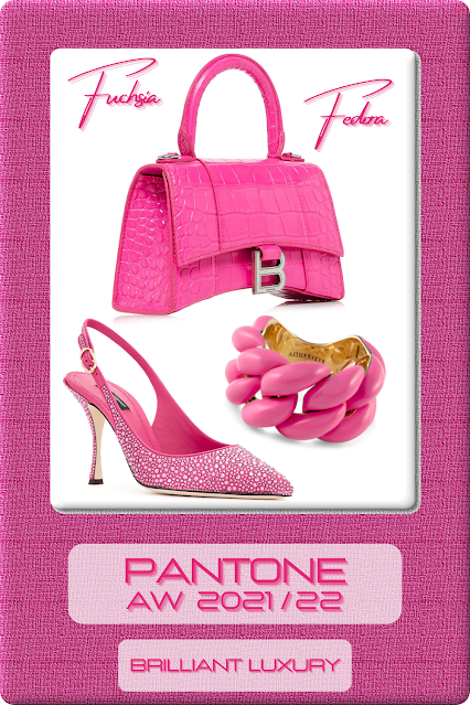 ♦Pantone Fuchsia Fedora Pink Fashion Color AW 2021-22 #pantone #shoes #bags #jewelry #pink #brilliantluxury