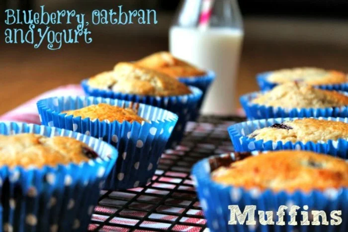 Blueberry, Oatbran and Yogurt Muffins