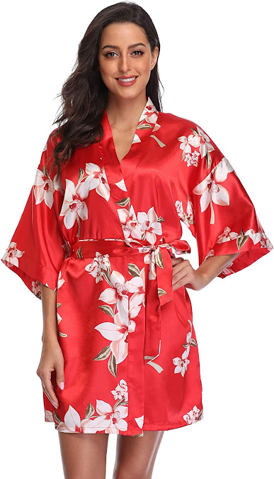 Good Quality Women's Red Satin Robes