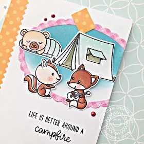 Sunny Studio Stamps: Critter Campout Fancy Frames Happy Campfire Scene Card Set with Franci