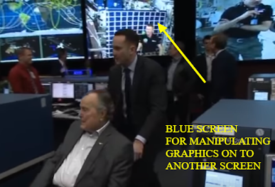NASA having a blue screen viewed in public or having a blooper day.