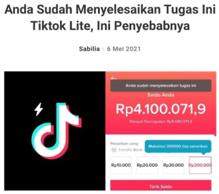 Anda Sudah Menyelesaikan Tugas Ini Tiktok Lite