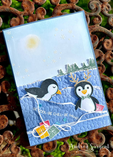 A playful Christmas with little penguins Aussie style - a card by Andrea Sargent.