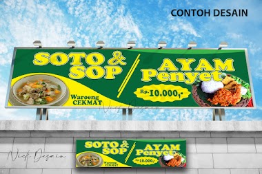 Contoh Desain Spanduk Plang Warung Soto dan Ayam Penyet  - Percetakan Tanjungbalai