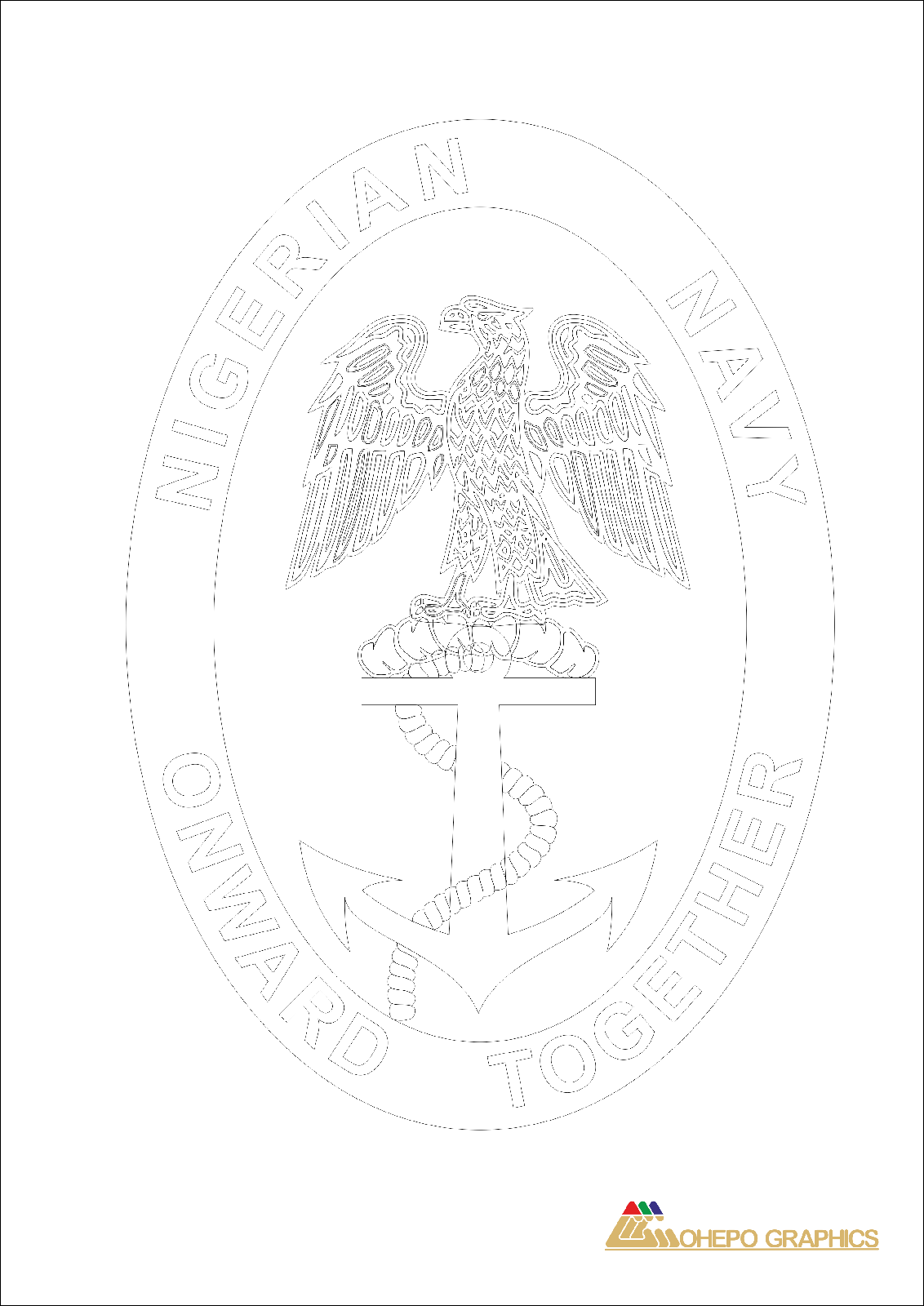 Nigerian Navy Logo (Retouched By OhepoGraphics) Line Work