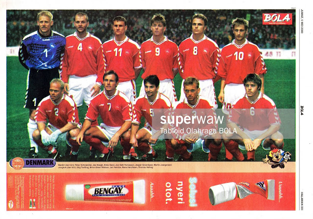 DANEMARK TEAM SQUAD EURO 2000 FOOTBALL