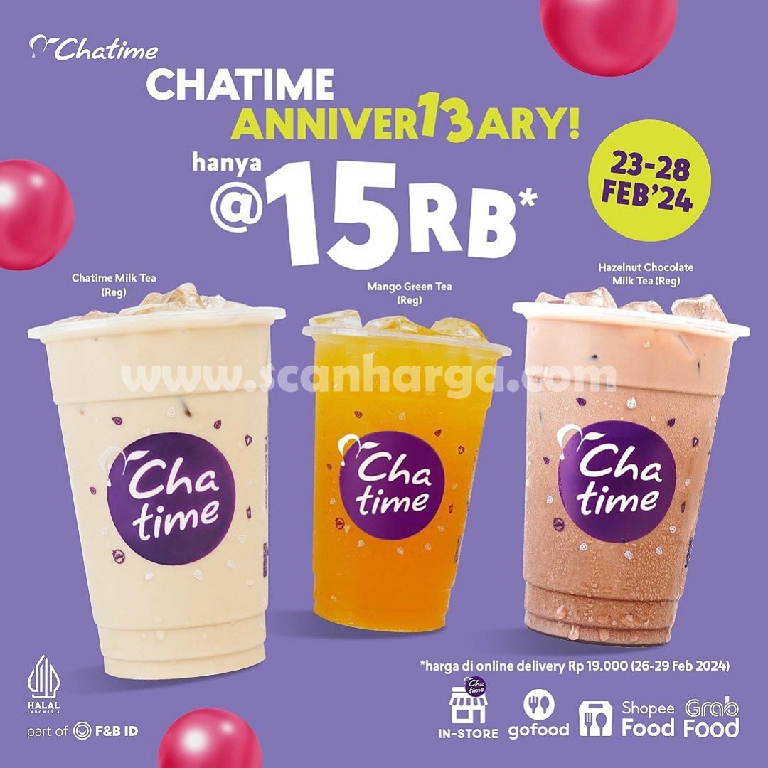 Promo CHATIME ANNIVERSARY - Chatime Reguler Hanya Rp. 15RB