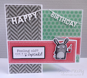Double z fold card with Party Grumplings (from Taylored Expressions)