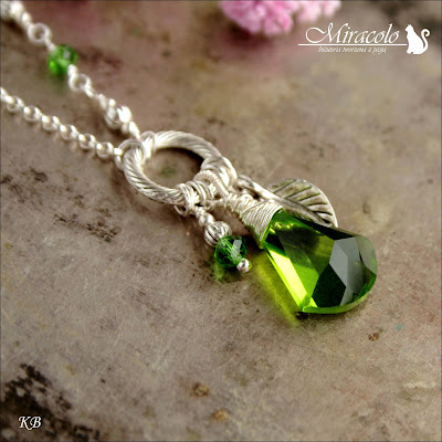 Miracolo, peridot, peridot quartz kite shape, wisiorek z peridotem, kwarc zielony, green quartz pendant