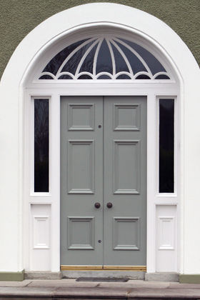 Front door in Farrow and Ball Blue Gray
