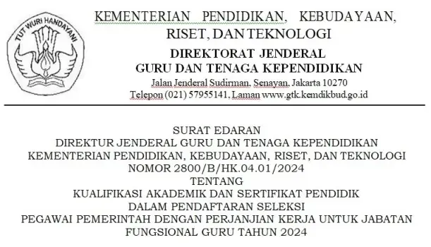 Kualifikasi Akademik dan Sertifikat Pendidik Seleksi PPPK Guru 2024