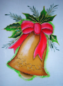 pintura em tecido  motivo natalino sino