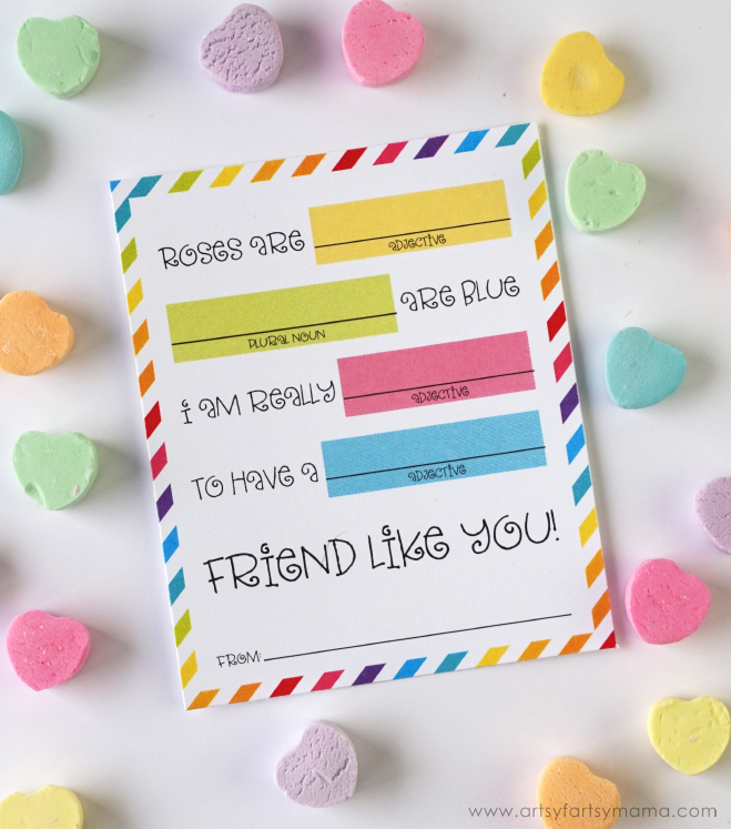 Free Printable Mad Lib Valentines @artsyfartsymama