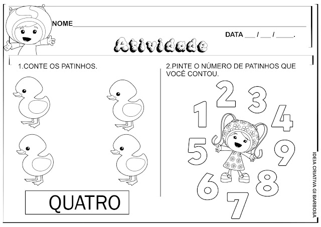 Atividades Matemática Números 1,2,3,4 e 5 Umizoomi