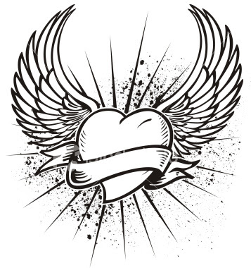Winged Heart Tattoo Design Royalty Free Stock Vector Art Illustration