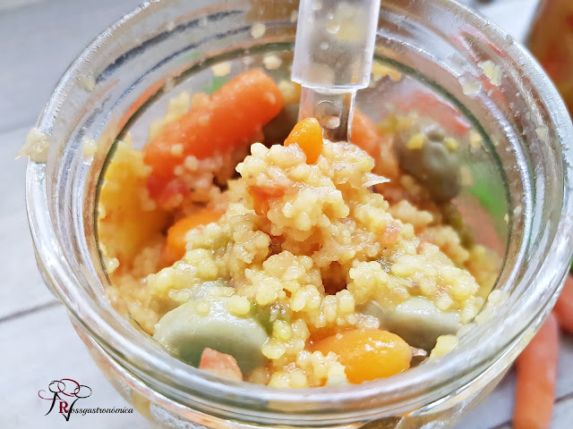 Cous cous con verdura al vacío en olla a presión