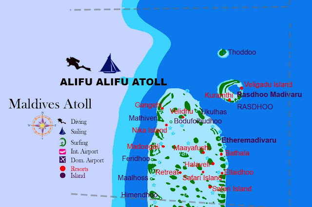 Alifu alifu atoll map maldives