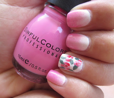 delicate flower manicure Sinful Colors - Starfish & Sinful Colors - Pink Forever MUA All Nude