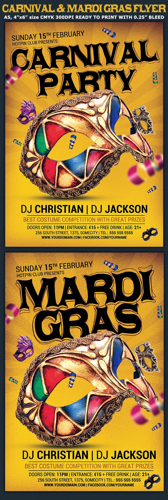  Carnival & Mardi Gras Party Flyer Template v4