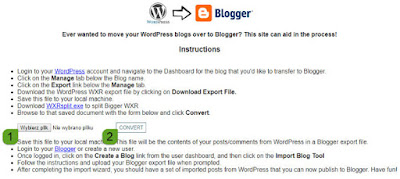 Konwersja pliku z wordpress na blogger