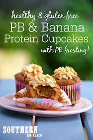 Low Carb Peanut Butter and Banana Protein Cupcake Recipe  low fat, low carb, gluten free, high protein, sugar free, clean eating friendly