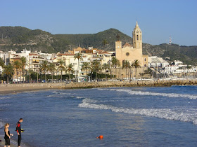 Romanesque church behind the Sitges beach
