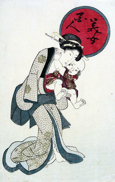 Ukiyo-e. Träsnitt. Bijinga. Eisen.