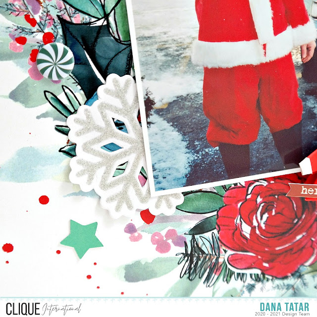 How to Embellish a Christmas Scrapbook Layout with Puffy Stickers and Die-Cuts