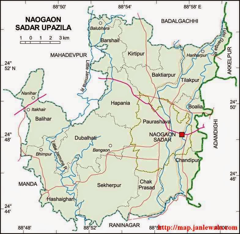 naogaon sadar upazila map of bangladesh