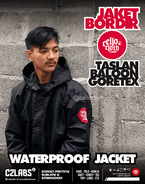 Bordir Jaket Custom Tahan Air - Waterproof Jacket Taslan Baloon Goretex