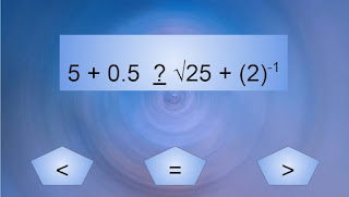 Which is greater? 5 + 0.5 or square root 25 plus 2 to the -1 power