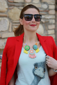 ostrich tee, sister & sister, zara blazer, today i'm me evening clutch, Fashion and Cookies, fashion blogger