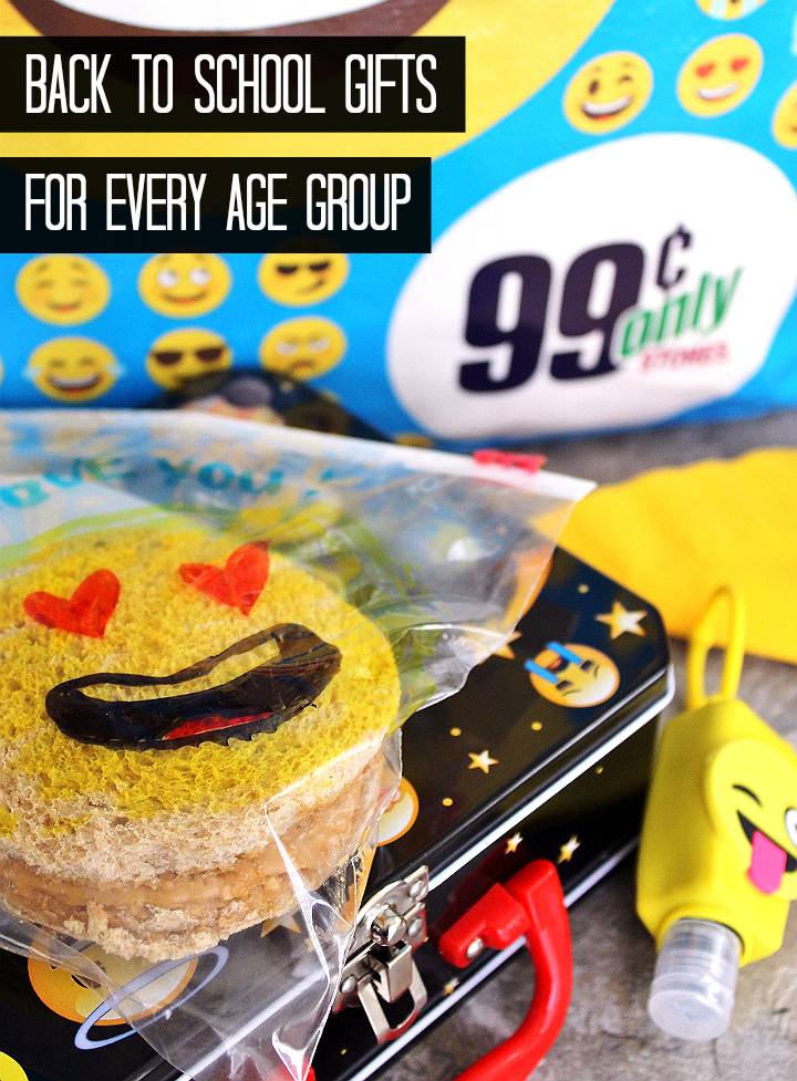 Back To School gift ideas for every age group. Emoji lunch. #DoingThe99 #99YourSchoolYear #AD