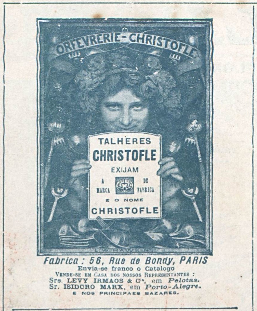 Campanha veiculada em 1907 promovendo os Talheres Christofle