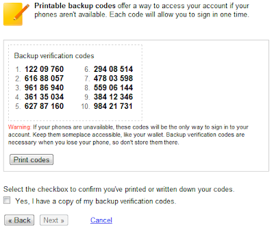 Backup Verification Codes