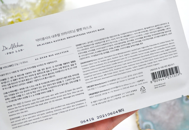 Dr. Althea Natural Brightening Velvet Mask