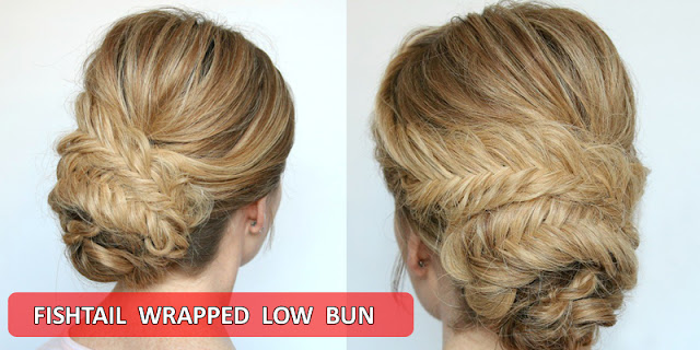 Fishtail Wrapped Low Bun Hairstyle, Full Tutorial With Easy Instructions!