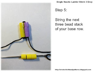 Click the image to view the single needle ladder stitch beading tutorial step 5 image larger.