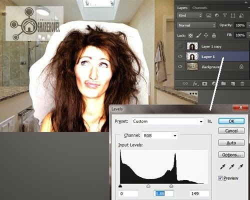 Atur Level Adjustment Layer 1 - Teknik Seleksi Rambut Di Photoshop Menggunakan Blend Mode