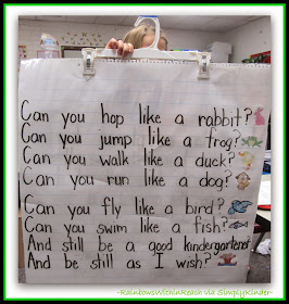 Action Anchor Chart for Kindergarten from RainbowsWithinReach via Simply Kinder 