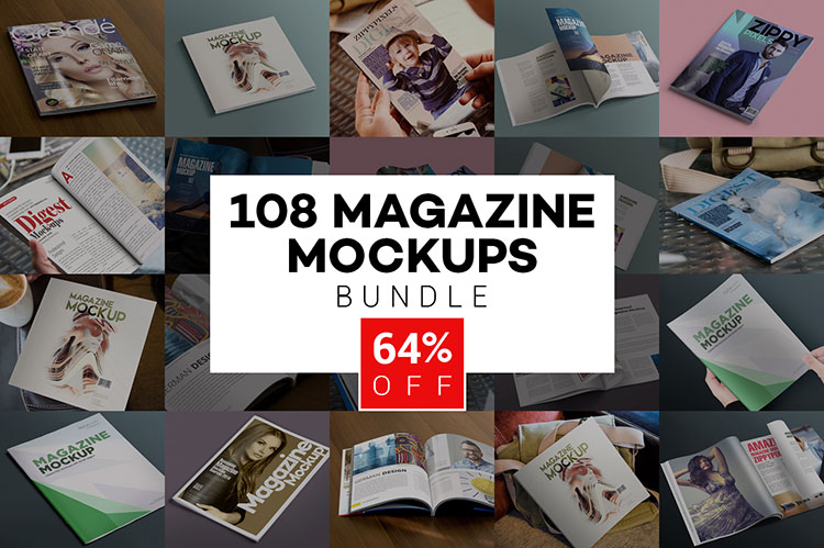 108 Beautiful Magazine Mockups Bundle